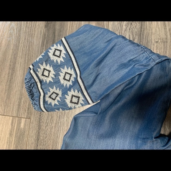 Altar’d State chambray boho festival artsy embroidery tassels popover tunic Med - Picture 5 of 16